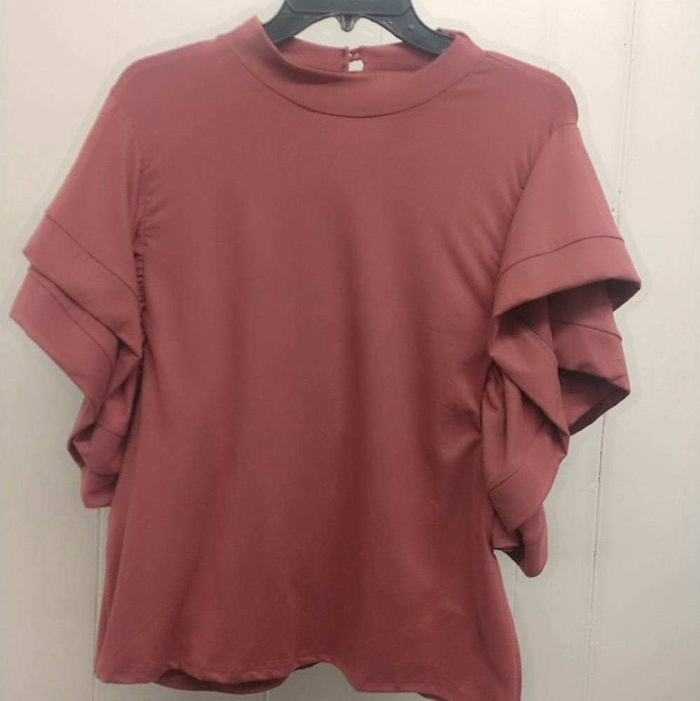 New Mauve flutter sleeve Blouse